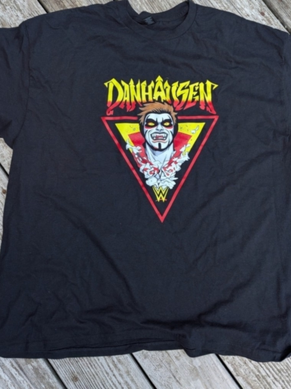 Black Men's Graphic Tee with Yellow & Red Danhausen Motif